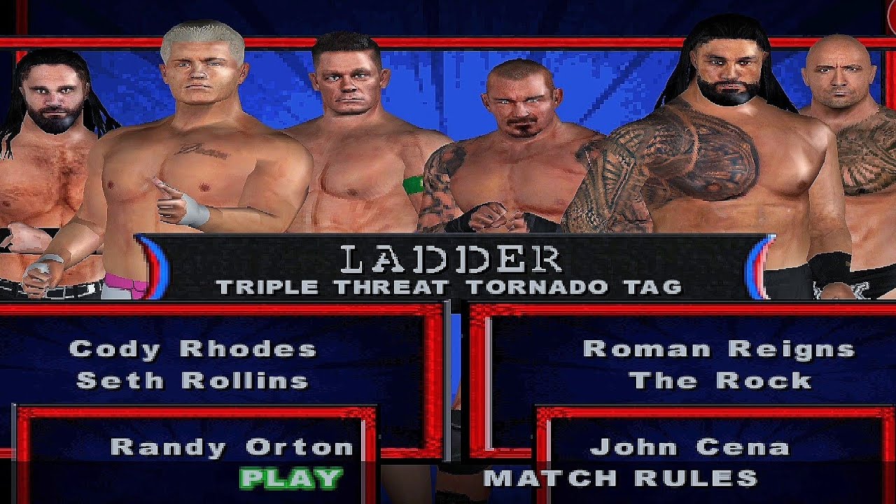 WWE 2K22 HCTP Mod Cody Rhodes & Seth Rollins Vs Randy Orton & John Cena Vs Roman Reigns & ROCK #wwe 