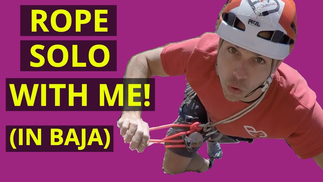 Rope Solo Climbing multi-pitch sport climb with Revo - Lolita at Loreto, Baja California