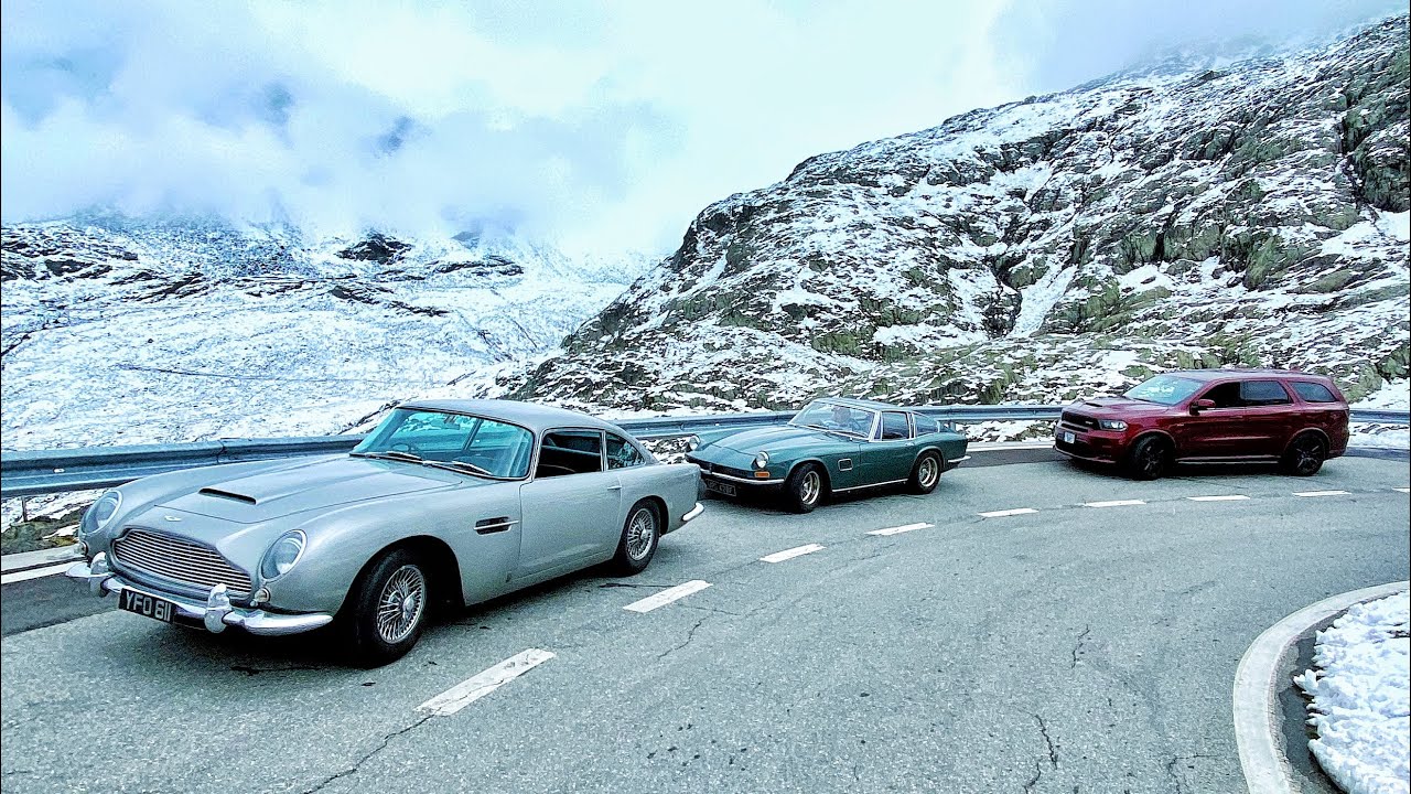 Aston Martin DB5, AC Frua & Durango SRT Cruise Through The Alps