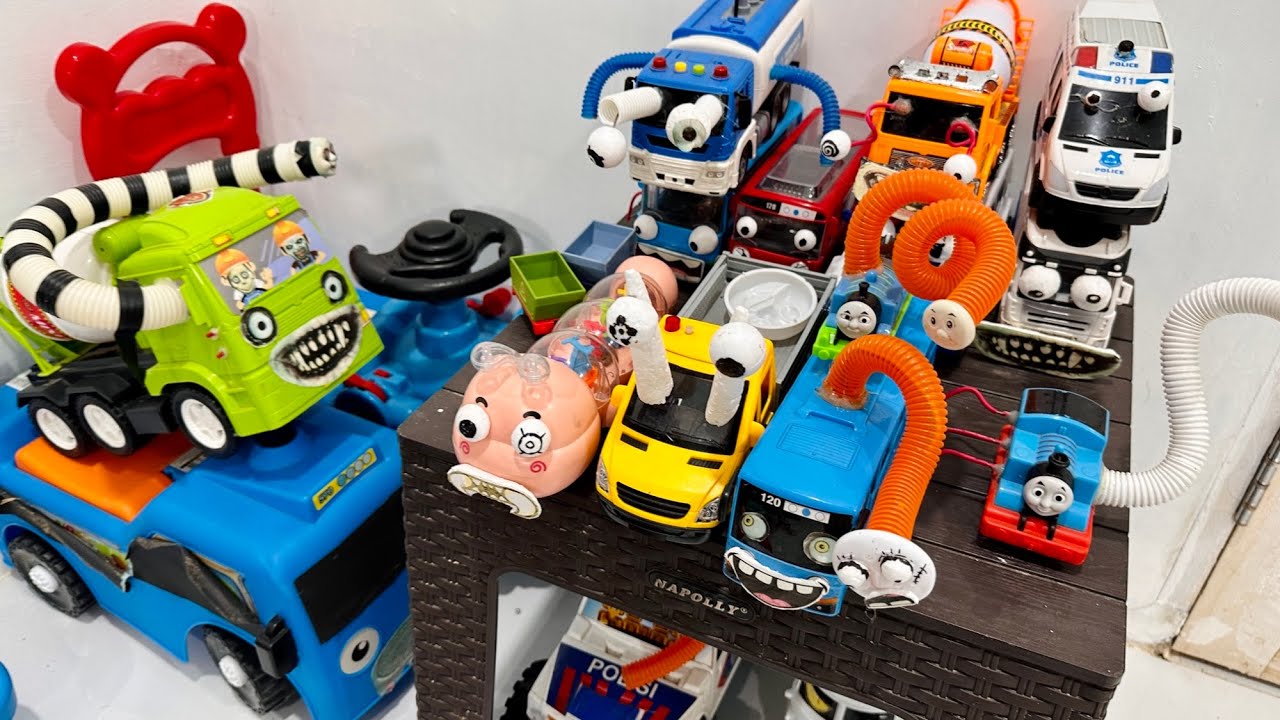 Mencari BUS HANTU, tayo little bus, kereta api laba laba dan truk