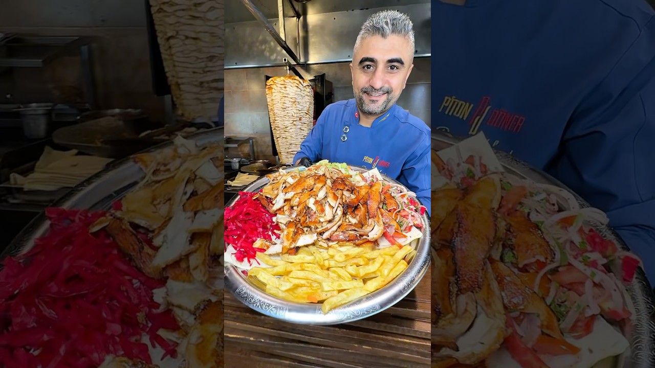 Kiloluk tavuk d&ouml;ner yanında ikramlarıyla birlikte piton d&ouml;ner Adana. #reklam #streetfood #yemek