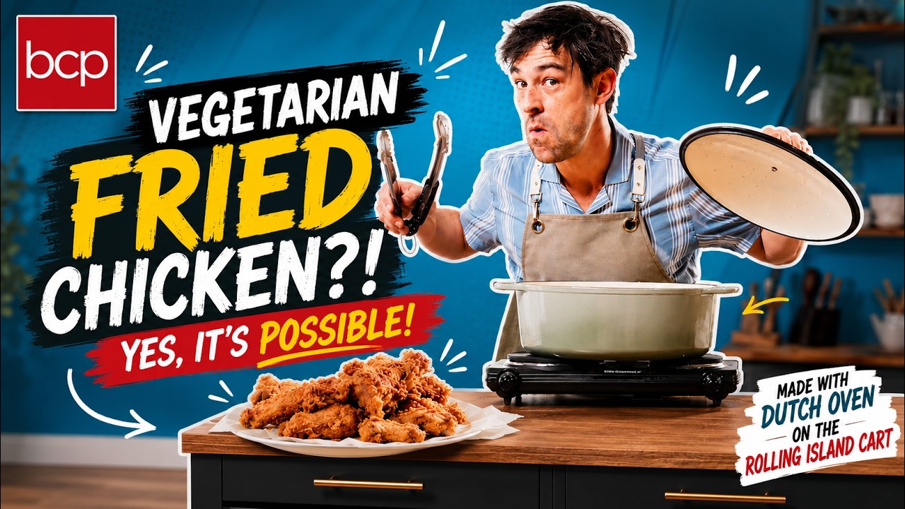 A Vegetarian Makes Fried Chicken 🍗 | Rolling Kitchen Island Cart & Cast Iron Dutch Oven