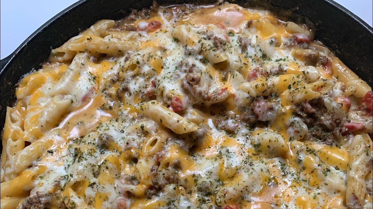 How to make Cheesy Cheeseburger Rotel Pasta | Homemade Hamburger helper