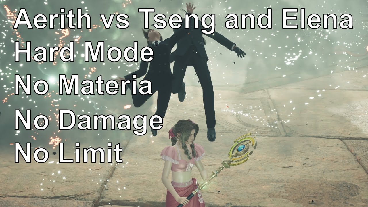 Final Fantasy VII Rebirth Aerith vs Tseng and Elena No Materia Hard No Damage No Limit
