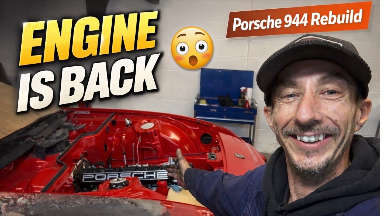Я установил обратно двигатель в свой сгоревший Porsche 944.