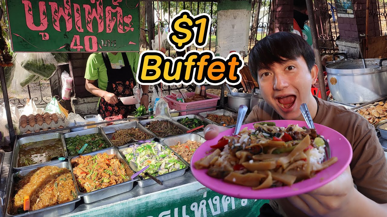 $1.53 THE WORLD'S CHEAPEST BUFFET - ALL YOU CAN EAT! here in Bangkok, Thailand🍛🔥
