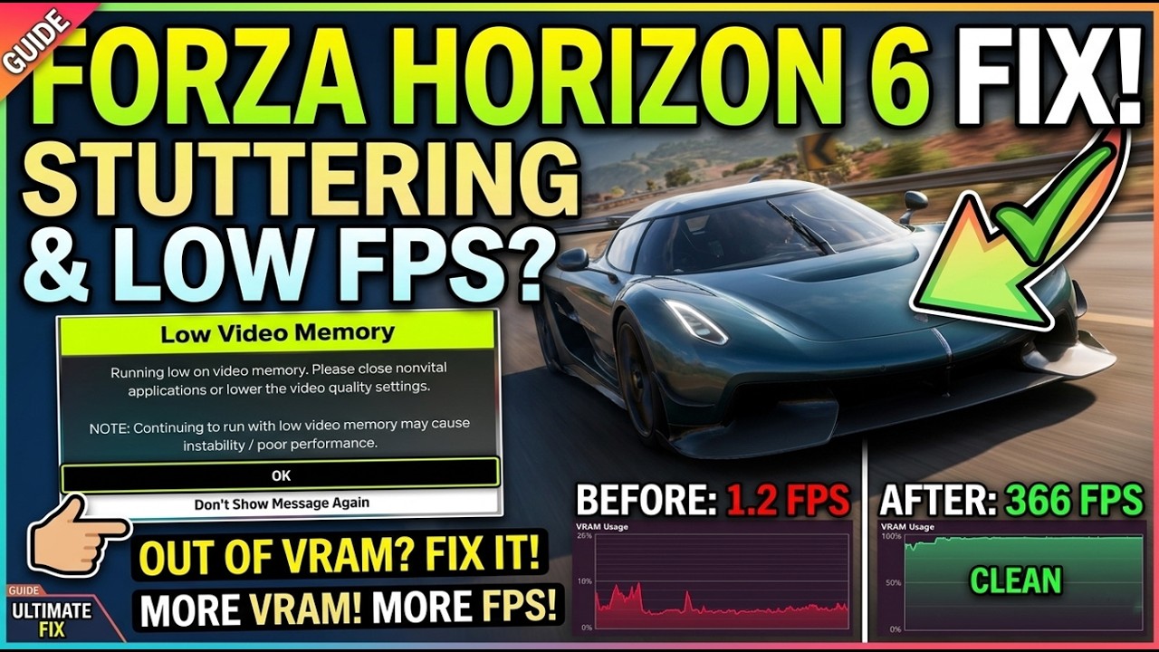 КАК УСТРАНИТЬ фризы в Forza Horizon 6 и ошибку нехватки видеопамяти