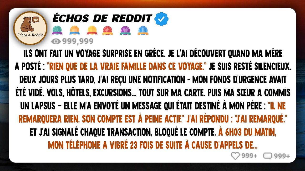 Ils ont fait un voyage surprise en Grèce. Je l'ai découvert quand ma mère a posté : 