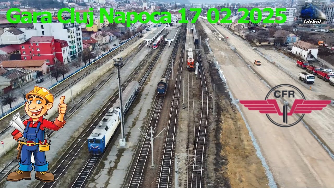 👷‍♂️🚧🚁 Stadiul Lucrărilor & Activitate Feroviară în Gara Cluj Napoca - 17 Februarie 2025