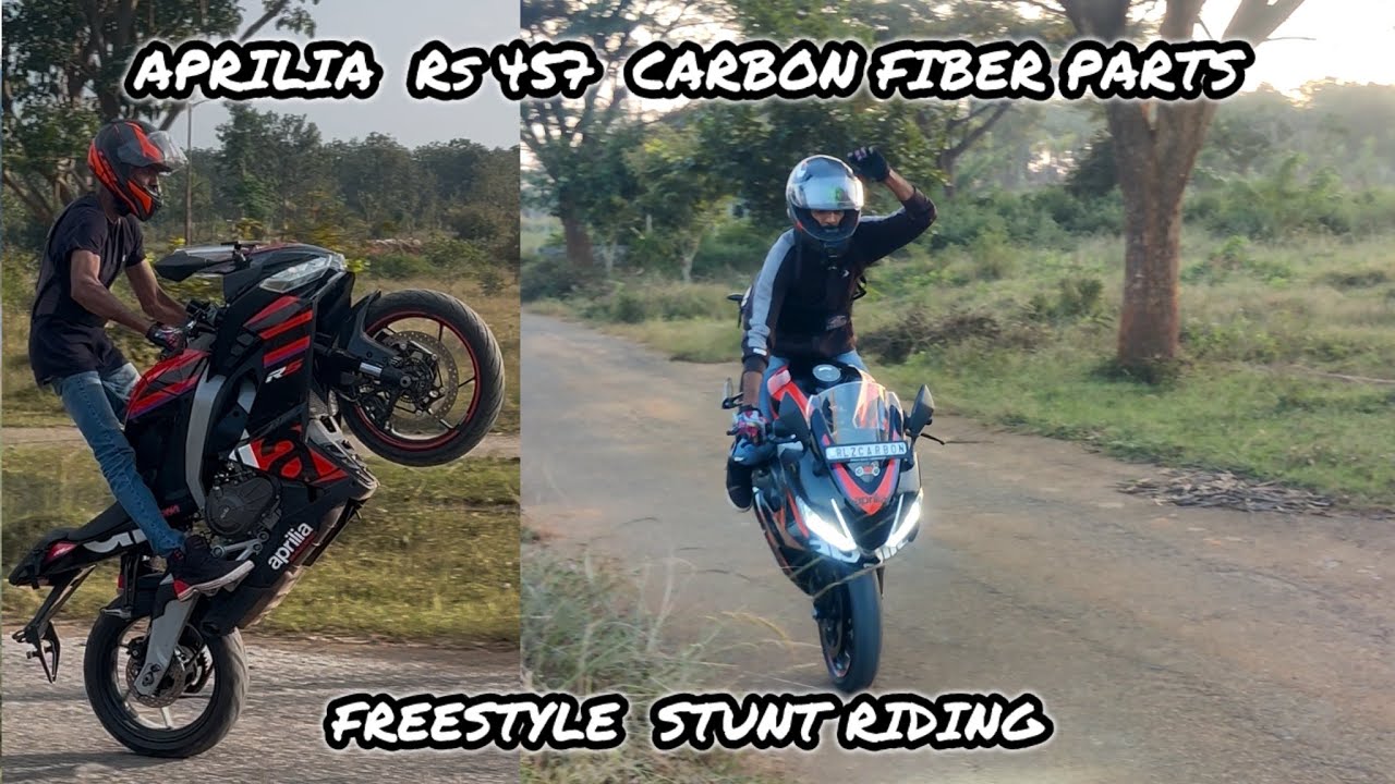INSTALLING RLz CARBON FIBER PARTS ON A APRILIA RS457 & STUNT RIDING ON IT