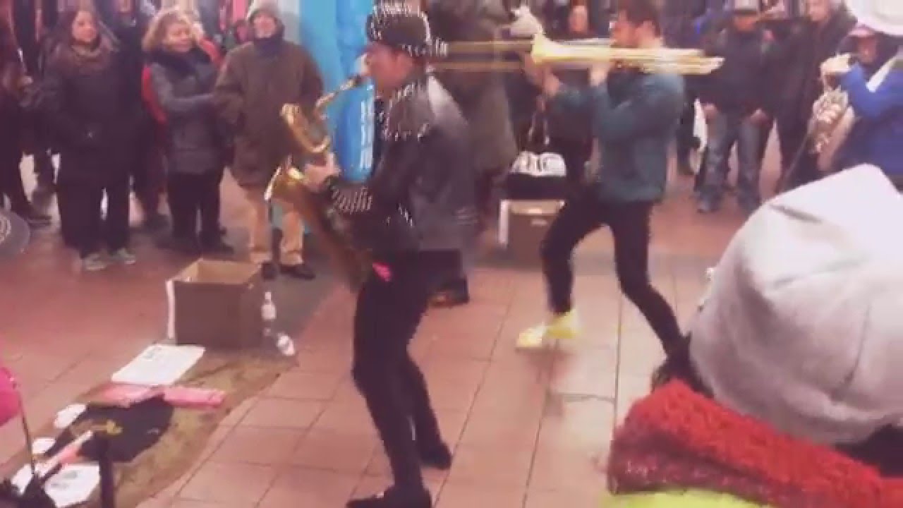 The Lucky Chops brass band at Herald square 1/22/2016