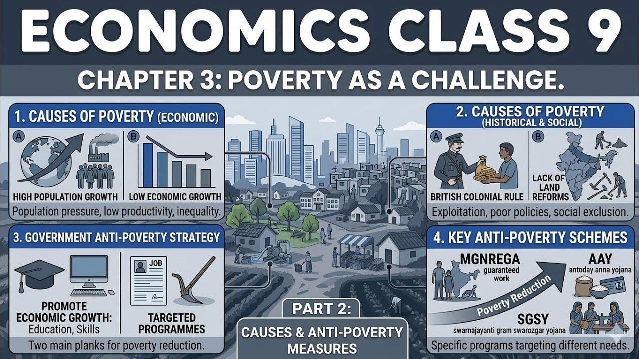 Poverty as a Challenge Class 9 Economics| Multidimensional Poverty & Causes |#poverty #economy #cbse