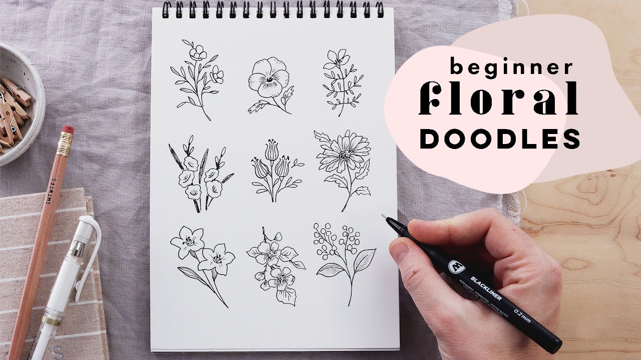 9 Simple Floral Doodles | How to Draw Flowers Step By Step