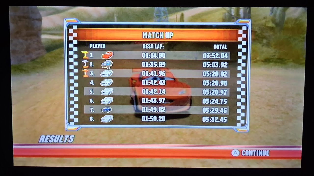 Cars Race-O-Rama Wii - 3:52.04 Match Up Glitchess (Autovia Race)