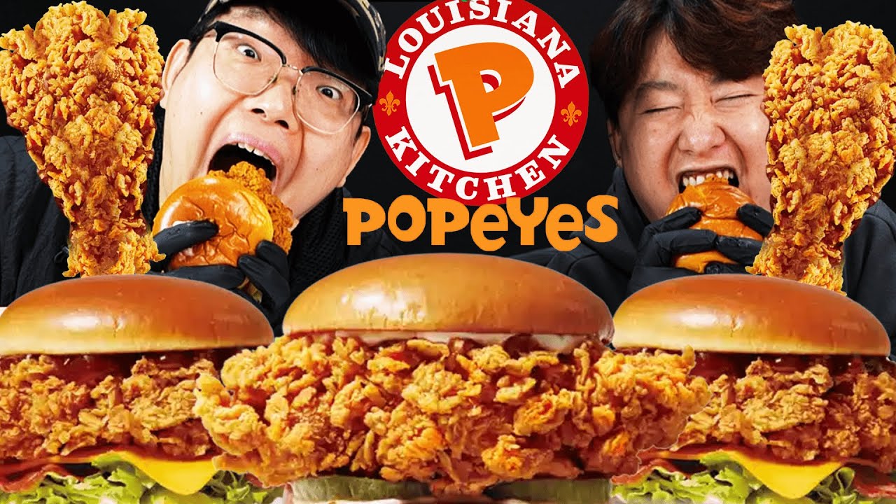 파파이스 햄버거 종류별로 시켜서 먹방 바삭한 치킨까지! POPEYES sandwich&chicken mukbang