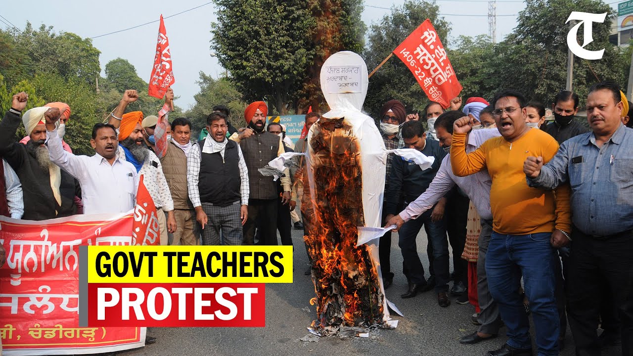 Government teachers hold protest against Central pay scale for new teachers