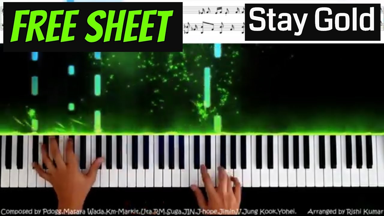 Stay Gold Piano Tutorial - BTS | Piano Cover| Piano Notes | Piano Sheet Music | Instrumental