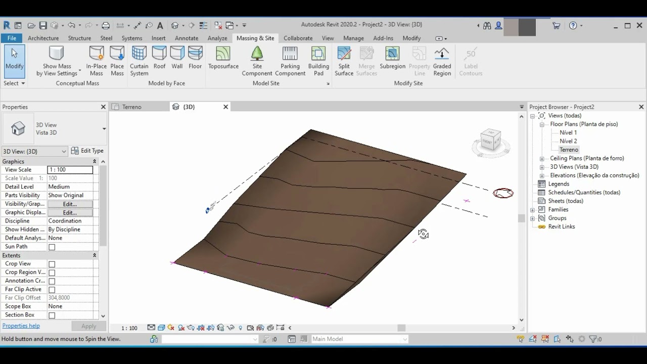 REVIT 2022 - AULA 52 - TOPOGRAFIA 1 - Toposurface, building pad