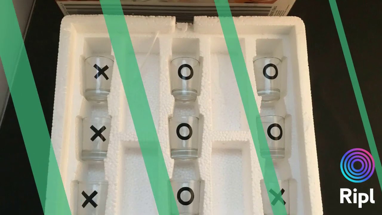 Tic Tac Toe Shot Glass Party Drinking Game Set - Glass Board and 9 Shot Glasses