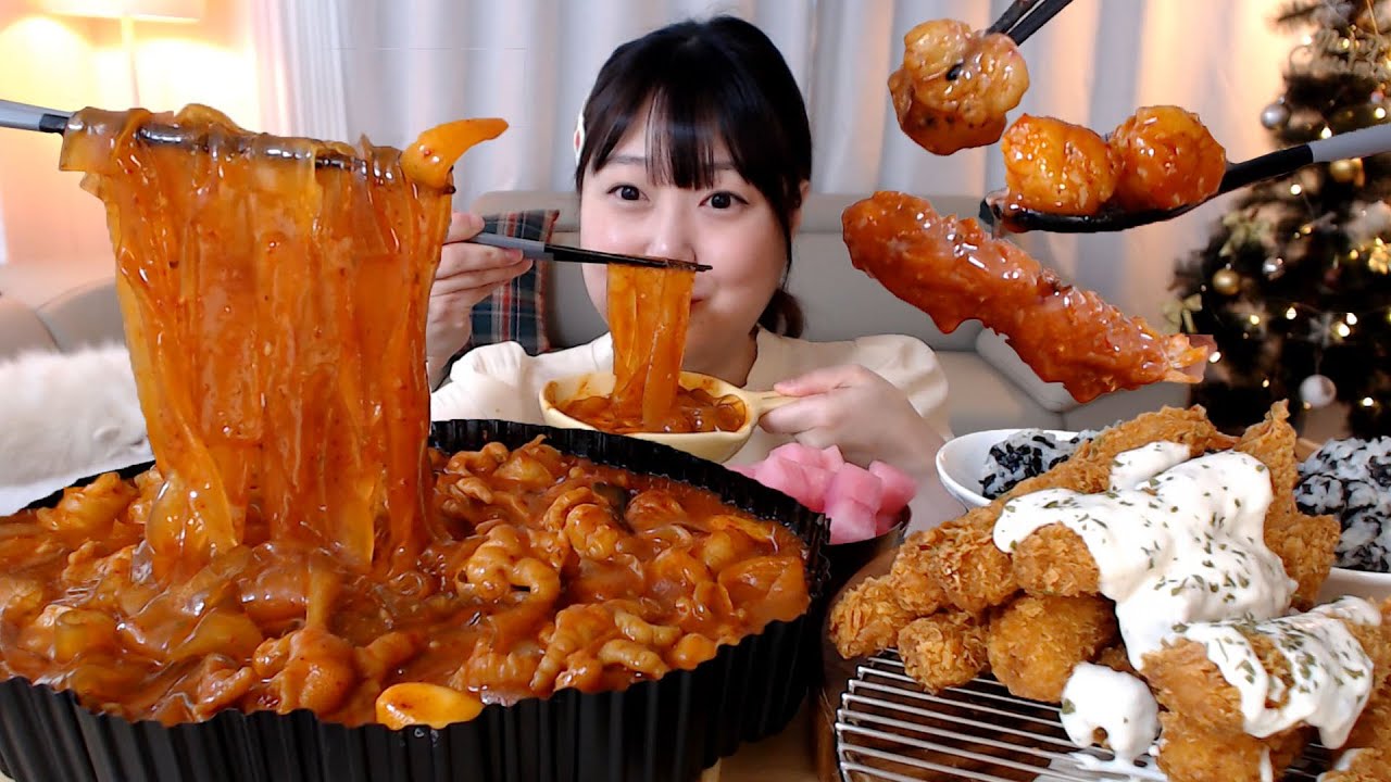 두찜신메뉴 한우대창맵닭발🔥 타르타르 새우튀김 먹방 (당면 가득가득 추가했어요. 😁) Koreanfood Mukbang
