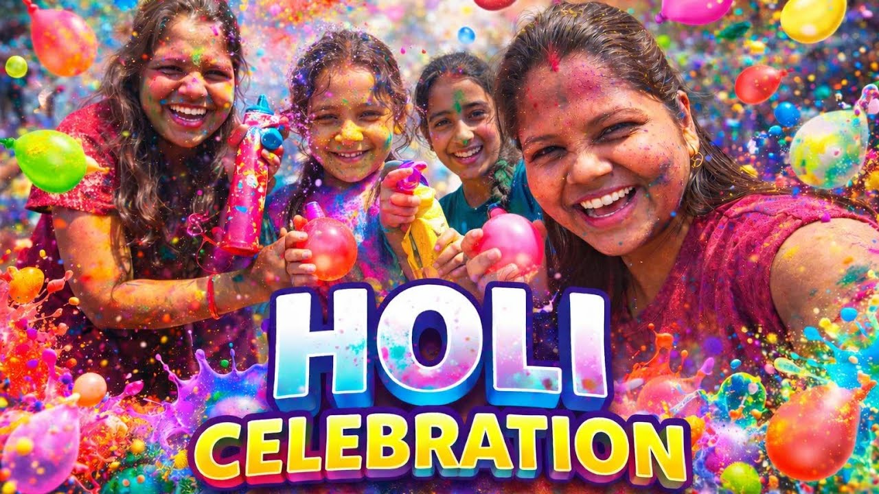 Holi Masti with My Daughters 💦मेरी बेटियों के साथ धमाकेदार Holi 🎨 #familyvlog #fastival #relatable 