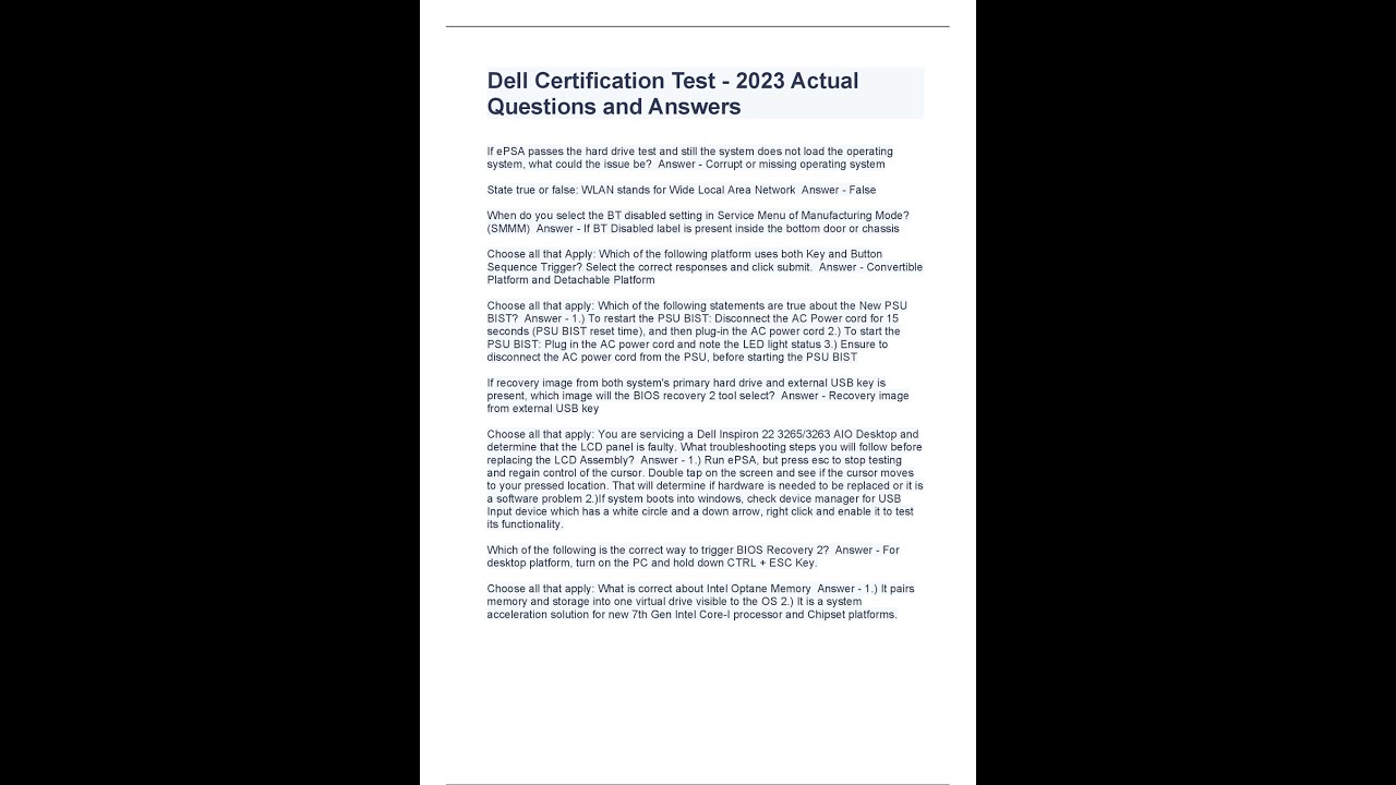 Dell Certification Test   2023 Actual Questions and Answers