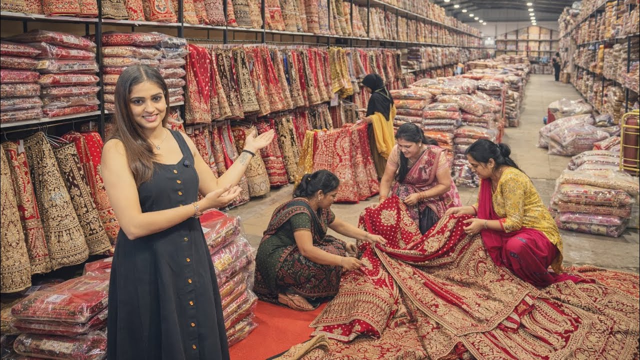 लहंगा होलसेल मार्केट में सबसे सस्ता बेस्ट कलेक्शन 💥 Wholesale Price Lehenga #lehenga #saree #shorts 