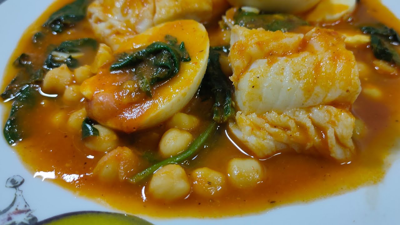 POTAJE de Garbanzos con Bacalao=Potaje de Garbanzos y Espinacas..Trucos✔Recetas Faciles y Rapidas