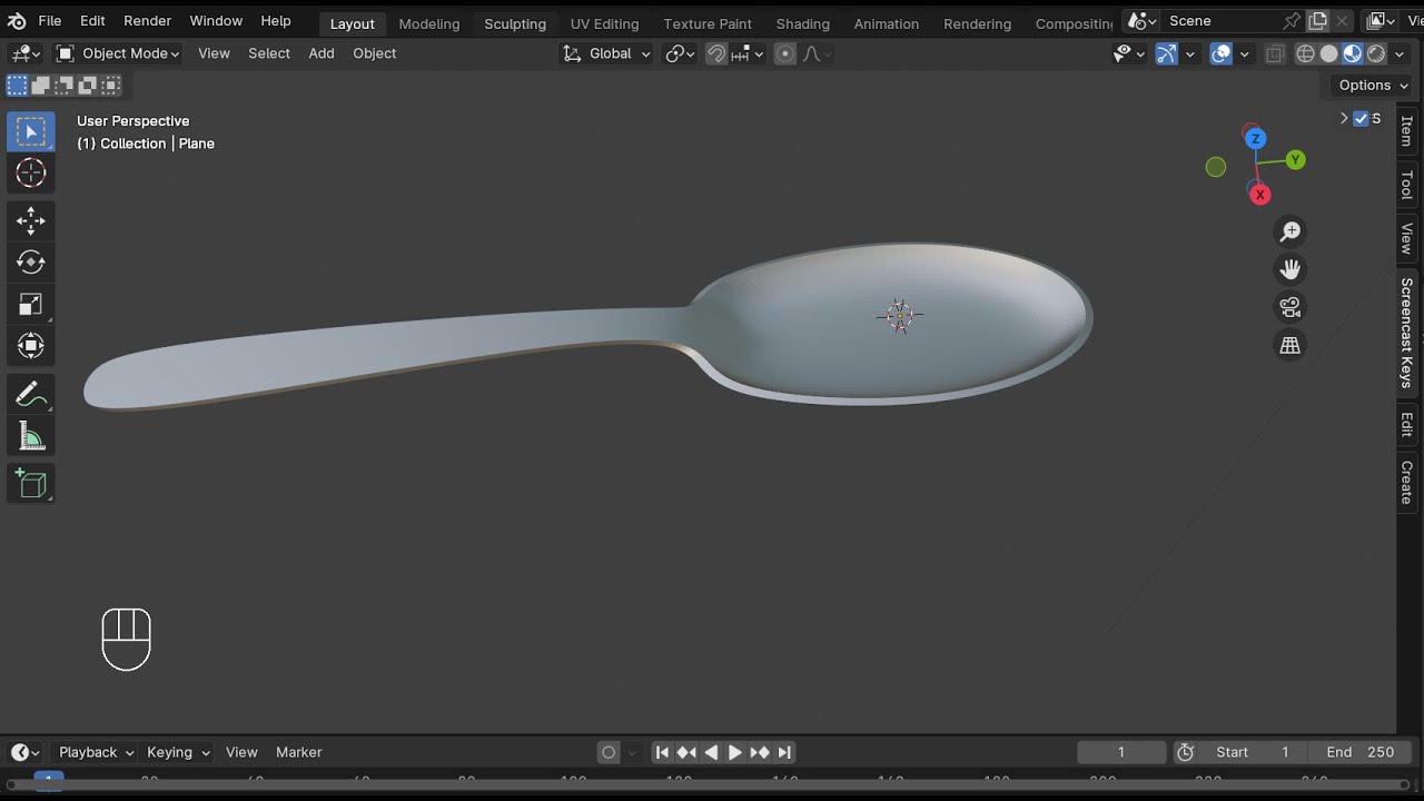 Tutorial basic 3D blender pemula | membuat sendok