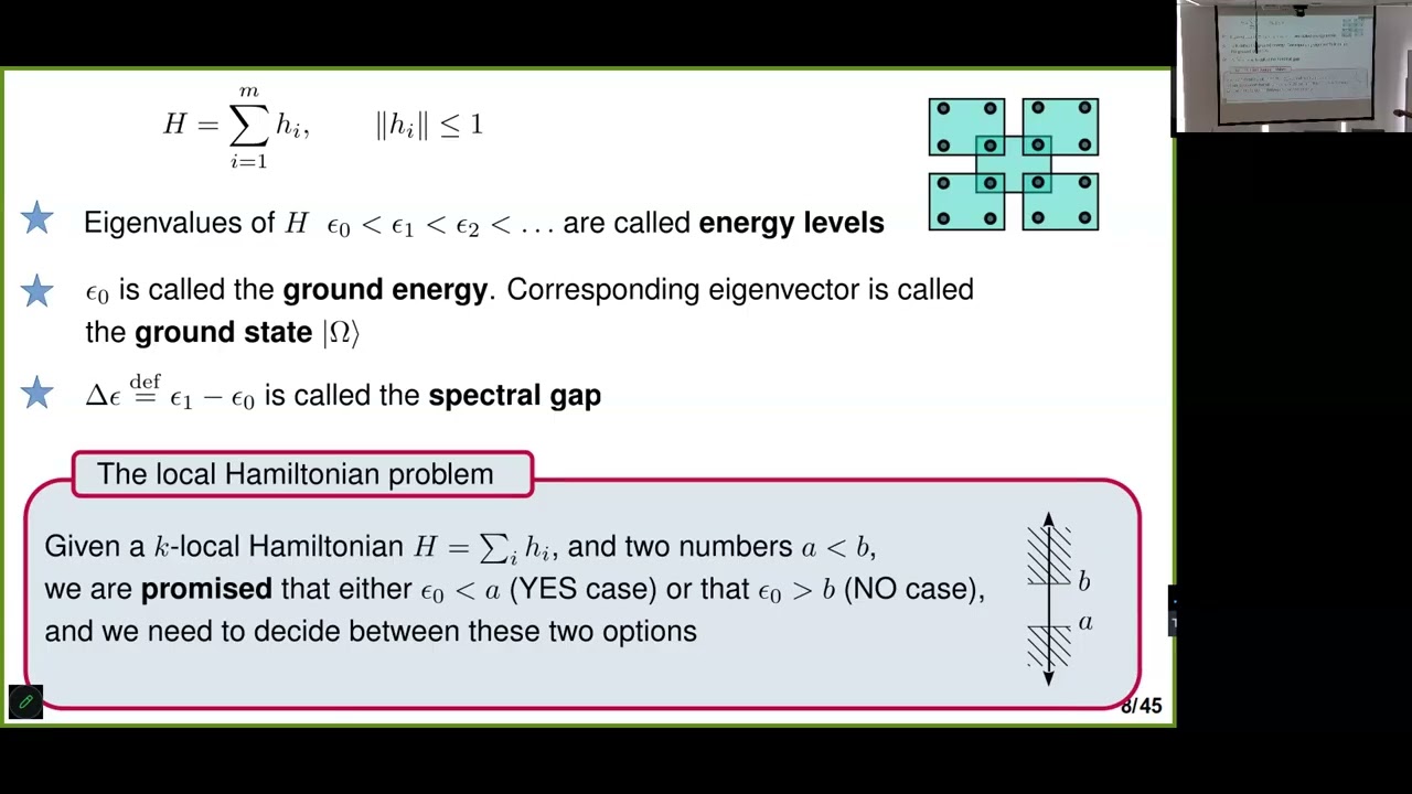 Dr.  Itai Arad -  Quantum Hamiltoninan complexity and the quasi-quantum PCP theorem