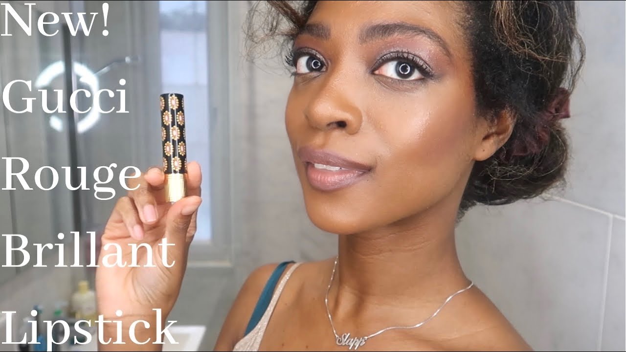New! Gucci Lipstick Rouge De Beaute Brillant - Glow + Care Lipstick | Review, Demo + Wear Test