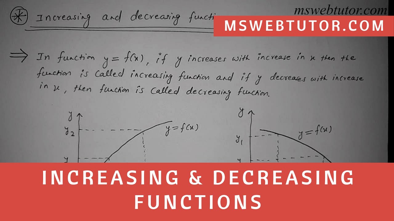 Increasing & Decreasing Functions in Hindi | mswebtutor.com