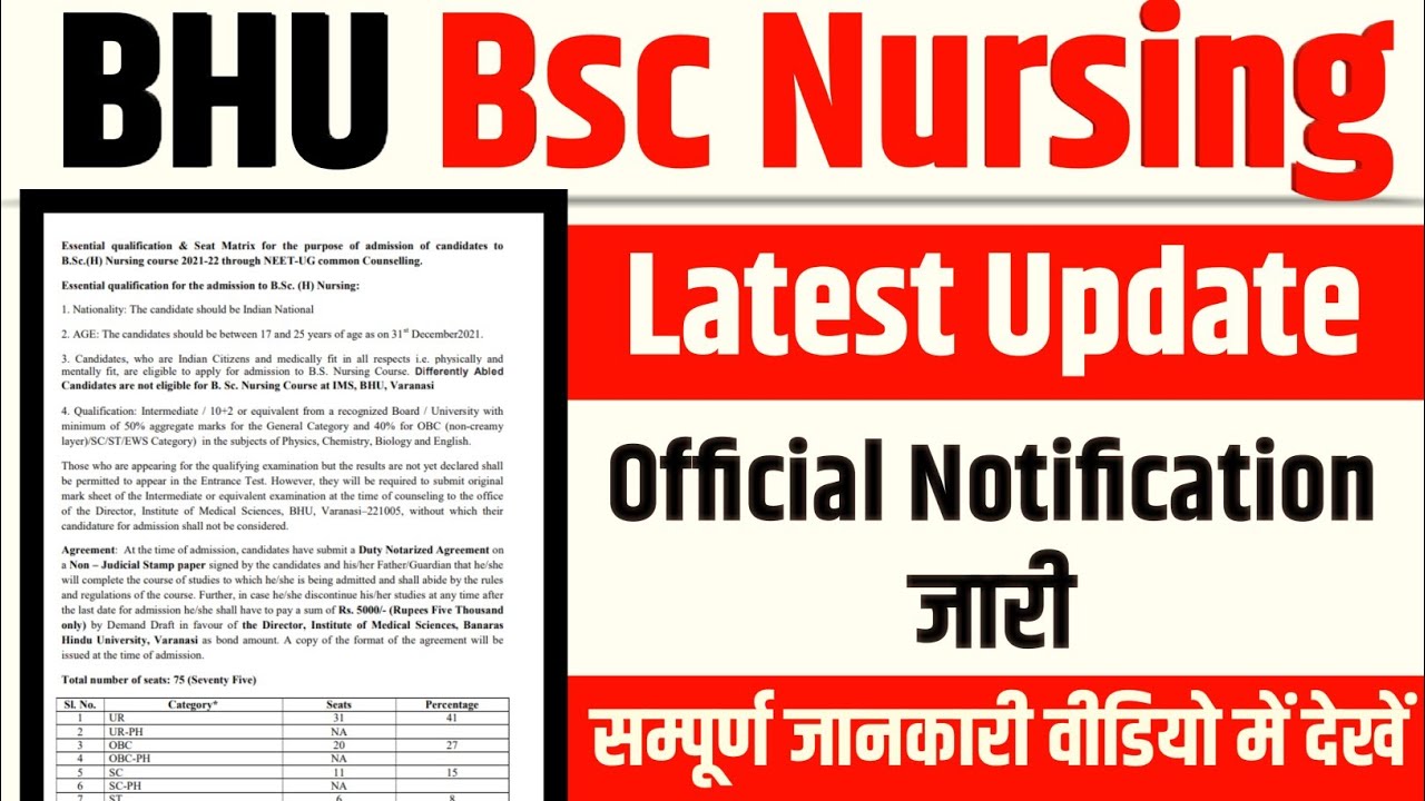 BHU Bsc Nursing । BSC Nursing Application Form । BHU Entrance exam । BHU Nursing Admission|NEET 2021