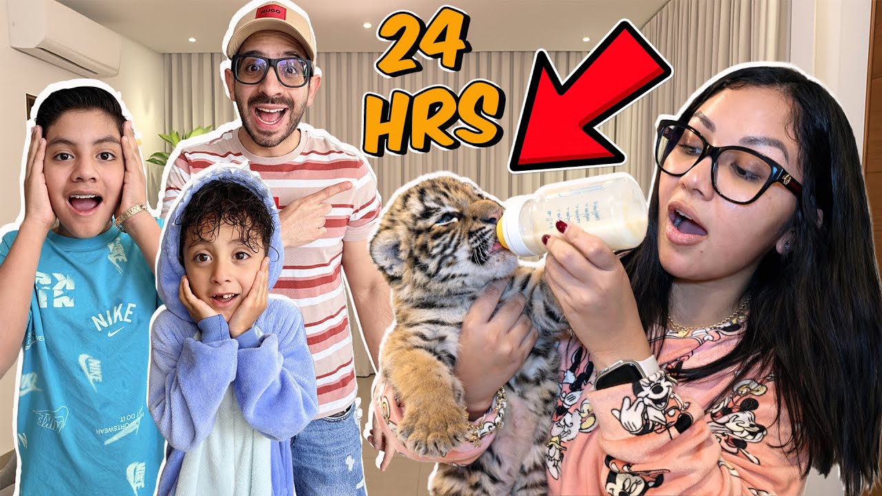 24 HORAS SIENDO NIÑEROS DE UN TIGRE BEBE 🐯 | Family Juega