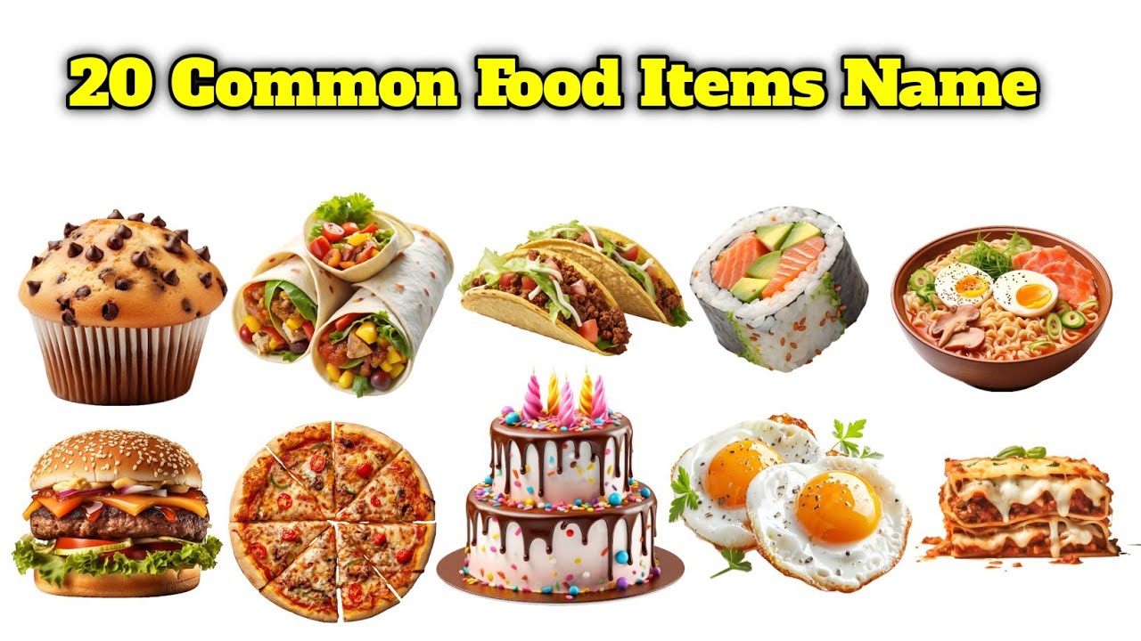 20 Common Food Items Name in English and Hindi | खाने की चीजों के नाम | Kids Learning Video Abu Guru