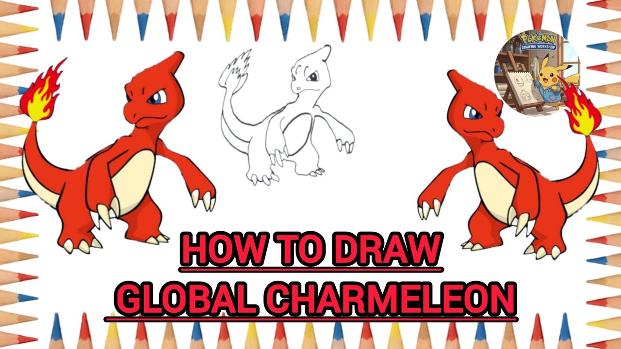 How to draw global charmeleon/pokemon