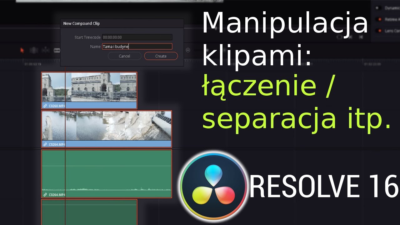 DaVinci Resolve 16 poradnik pl -usuwanie dźwięku / manipulacja klipami
