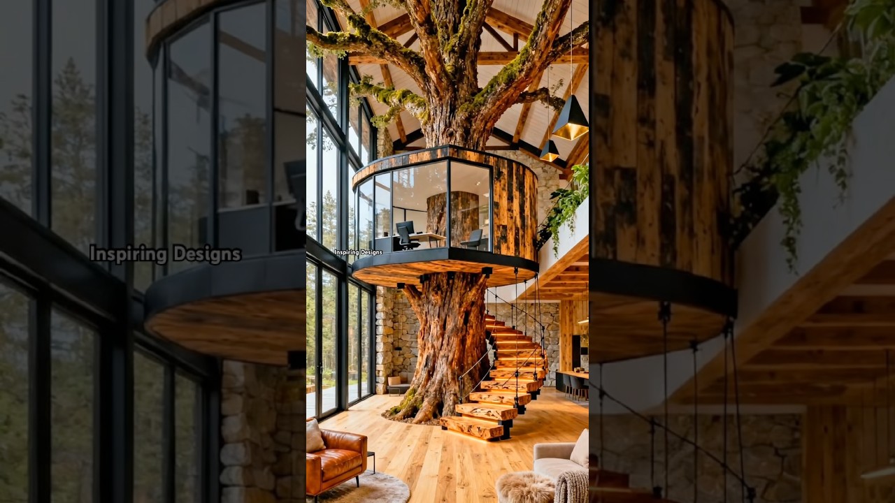I think I'm obsessed with this treehouse loft! 🤯👏 #interiordesign #rustic #homedesign