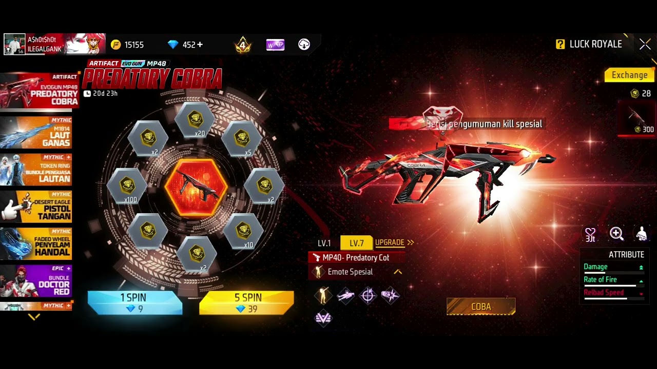 Spin mp40 cobra super hoki