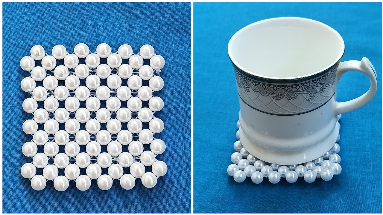 How to make Pearl beads Coaster | DIY Tea Coaster Easy| Beaded Table Mat | Beads Table Mat making