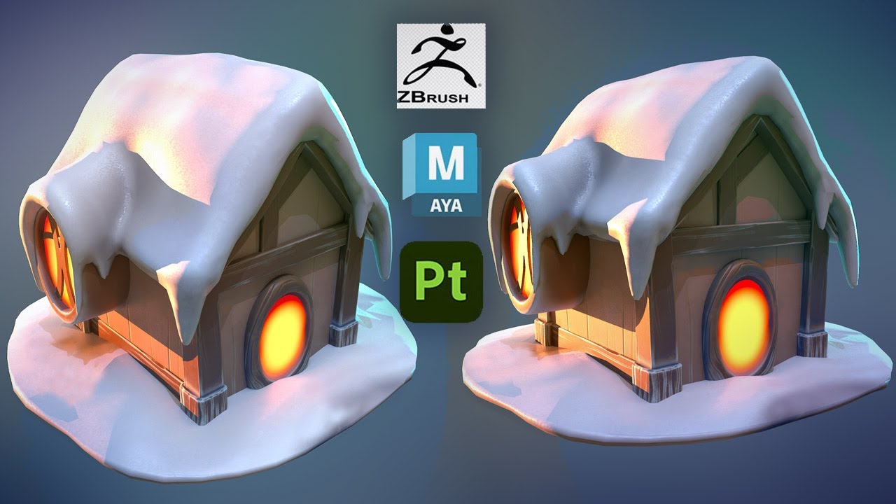 Modeling and Sculpting a Stylized Snow House with Maya, Zbrush, and Substance Painter