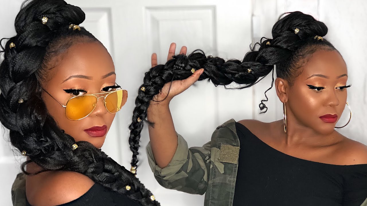 How to:Jumbo Braid Goddess Ponytail Tutorial | Natural Hair | Spring/ Summer | Protective style