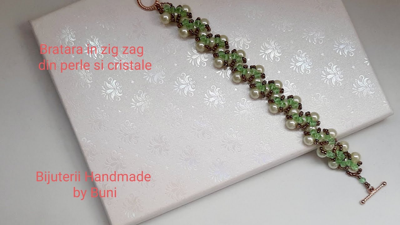 DIY Brățară în zig zag din perle și cristale/ DIY bracelet of pearls and crystals