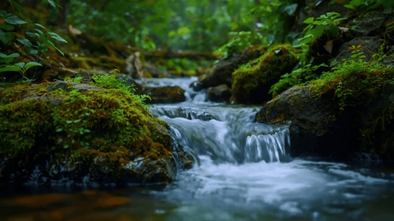 Deep Sleep & Stress Relief | Calm Peaceful Forest Stream with Birds Singing in Lush Green Woodland