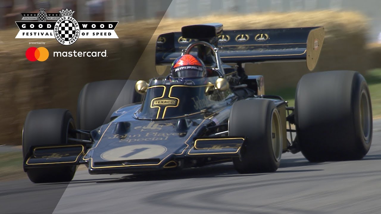 Emerson Fittipaldi reunites with Lotus 72 up Goodwood hill