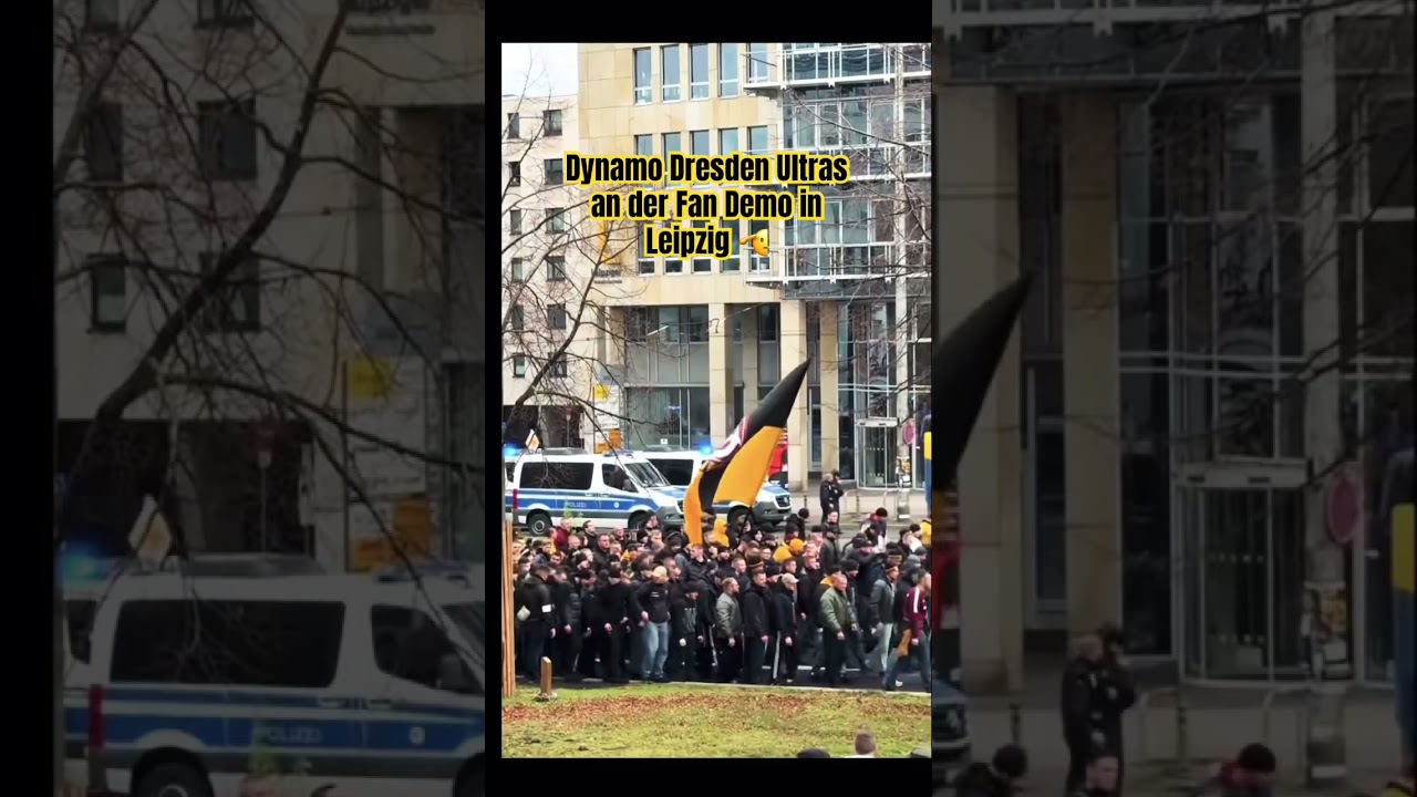 Dynamo Dresden mit klarem Statement in Leipzig 🖤💛#ultras #dynamodresden #fandemo#leipzig