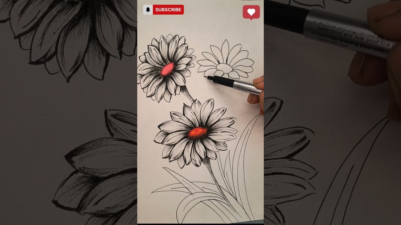 Sunflower bunch Drawing, shading for Beginners 