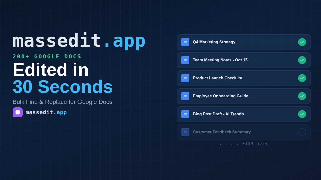 How to Edit Multiple Google Docs at Once  using MassEdit