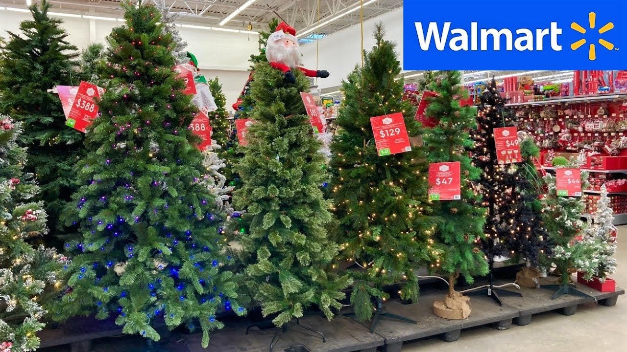 WALMART CHRISTMAS TREES CHRISTMAS DECORATIONS ORNAMENTS SHOP WITH ME SHOPPING STORE WALK THROUGH
