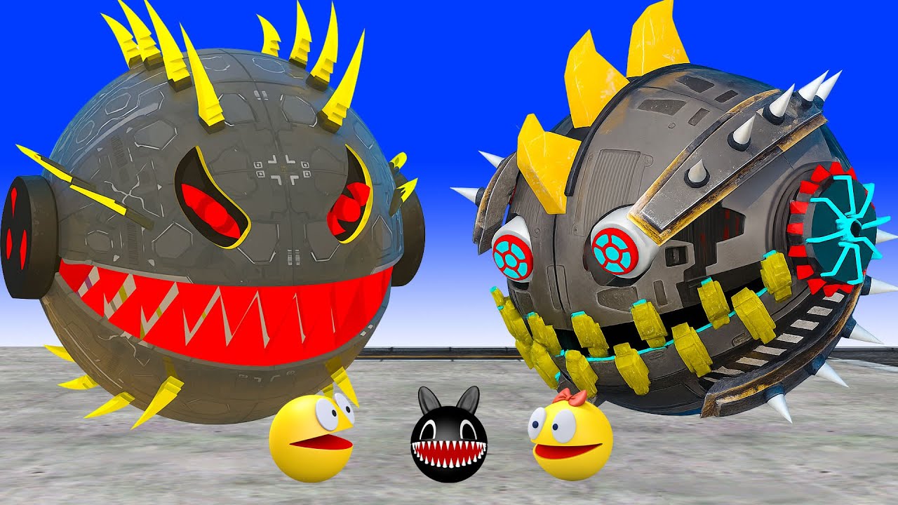 MS PACMAN & NEW RED PACMAN VS TWO YELLOW MONSTER PACMAN FIGHTING IN POKEMON NEW